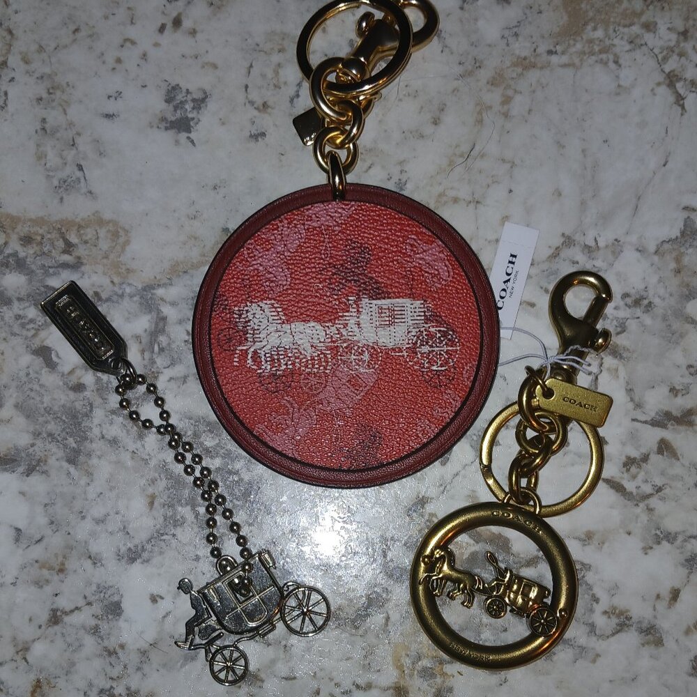 COACH Horse and Carriage Bag Charms/Key Chain Set of 3